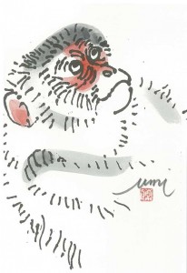 自由に楽しむ俳画・講師作品　「猿」